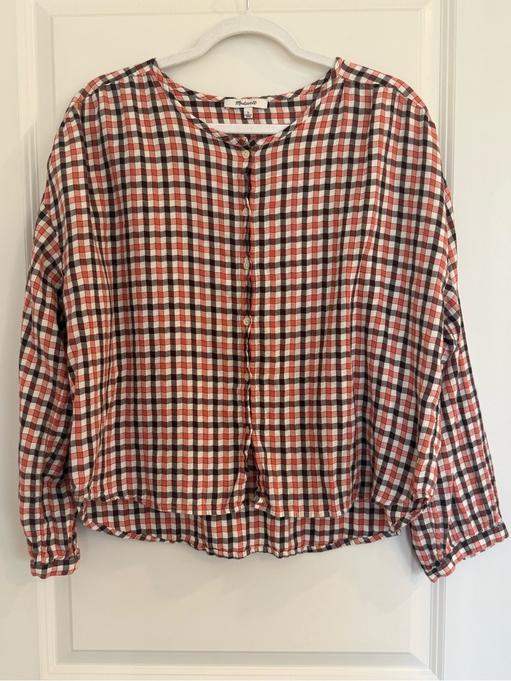 Madewell Meadow Long Sleeve Lightweight Flannel Shirt-Check Print